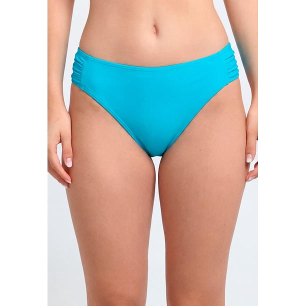 Bikini clásico costados drapeados turquesa Talla S