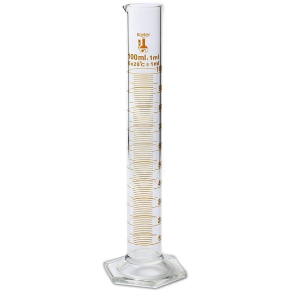 Cilindro Graduado Karter 100 ml Vidrio Borosilicato 3.3 1 ml