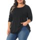 thumbnail image 4 of Agnes Orinda Disfraces de Halloween para Mujeres Talla Grande Camiseta con Cuello Redondo Plisado de Manga Larga Blusa Suave y Casual 3X Negro, 4 of 6