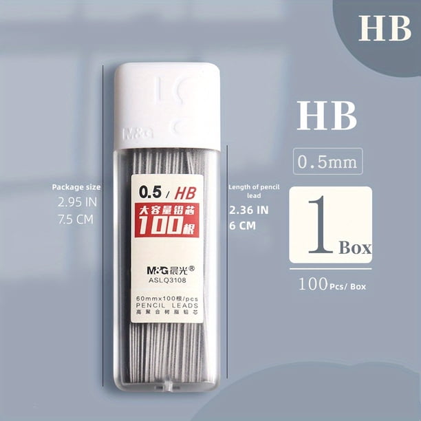 Upgrade Your Writing Experience with 100pcs/box 0.5mm/0.7mm 2B/HB Automatic Pencil Refill - Large Capacity and Durable, Perfect for Students