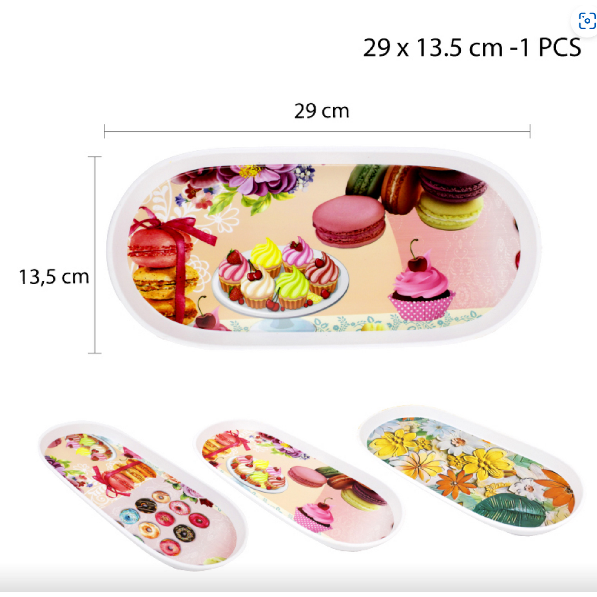 Mommy Secrets - 2 Unidades Bandeja Cumpleaños Ovalada Plástica Decorada – 29 X 13.5 Cm