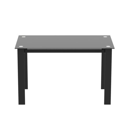 M&Ms - Modern Tempered Glass Black Dining Table, Simple Rectangular Metal Table Legs Living Room Kitchen Table