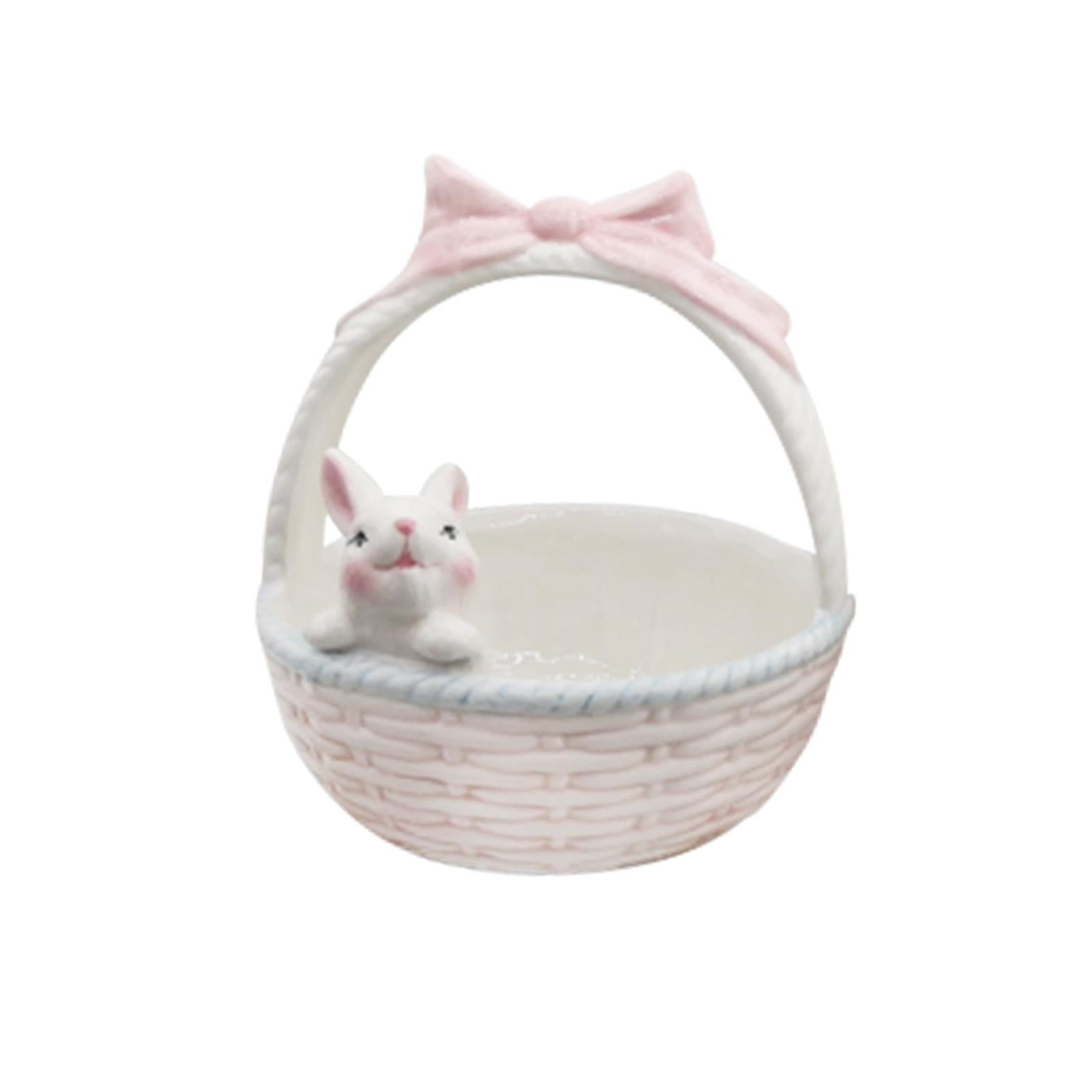 Bothyi - Cesta De Pascua De Conejo De Cerámica Cuencos De Conejito De Porcelana Maceta Decoración Para El Hogar 16cmx15.5cmx18.3cm