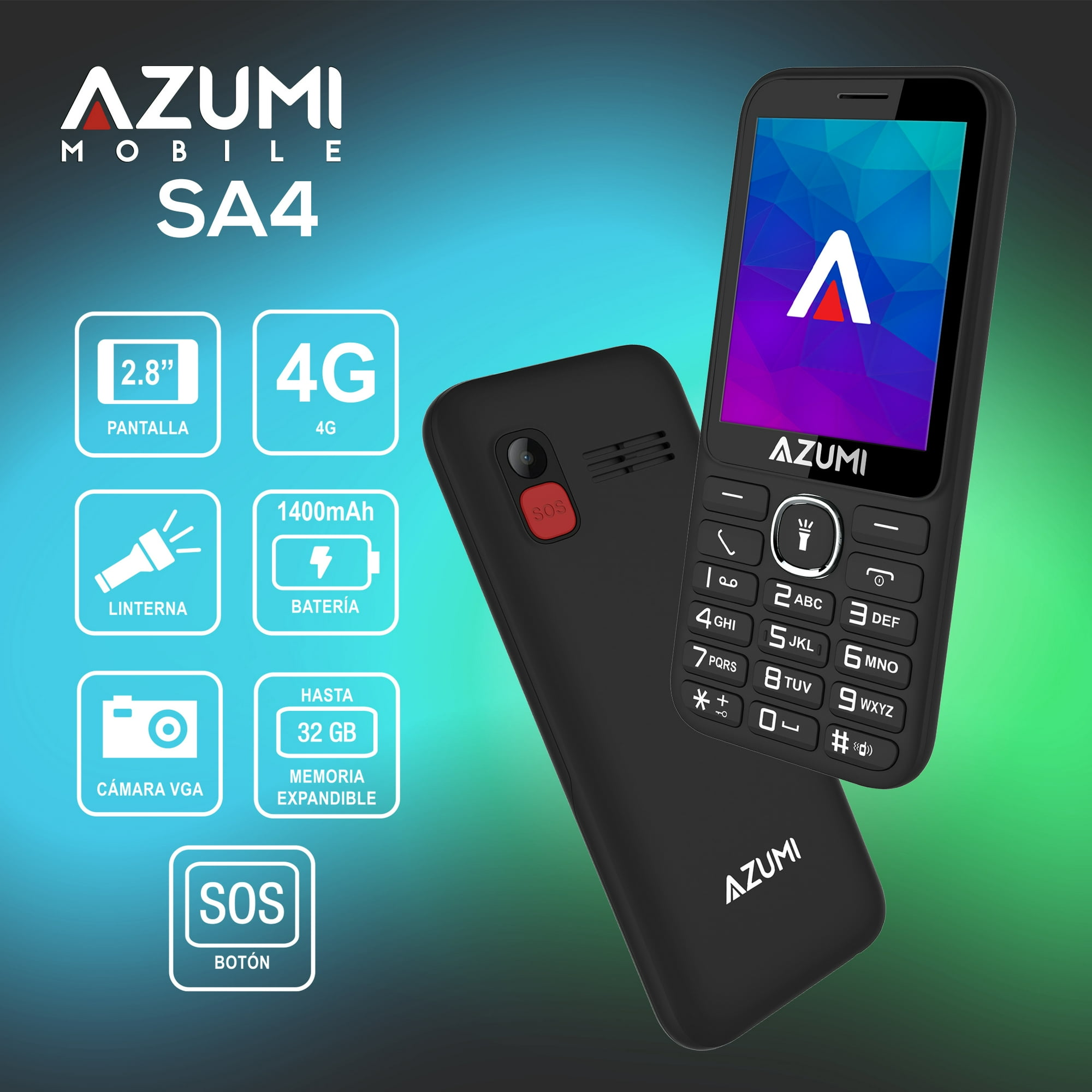 Celular Azumi Sa4 Negro Barrita 4g