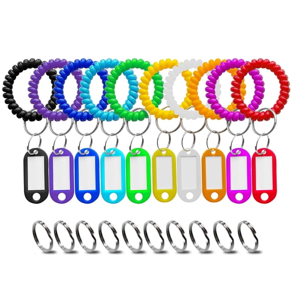 Etiquetas para llavero HoAoOo, 10 unidades, pulsera espiral colorida