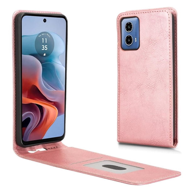 Funda tipo folio para Motorola Moto G34 5G con soporte magnético y protección para la cámara Oro rosa