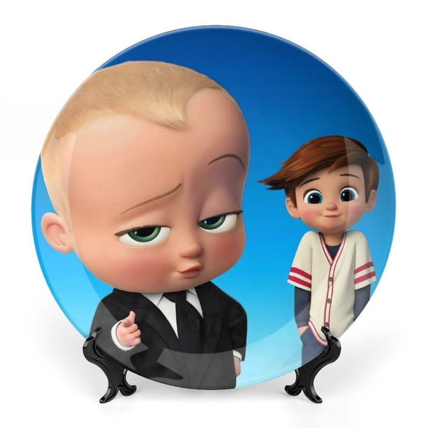 Jefe en pañales niño blanco Plato decorativo de porcelana fina (bone china), plato decorativo de cerámica para hogar, oficina, soporte de pared, platos decorativos para dormitorio - 6 pulgadas (15 cm)