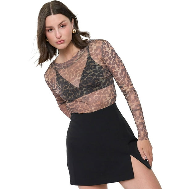 Polera Mujer Malla Night Animal Print Café Corona