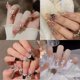 thumbnail image 1 of 4 Packs (96 Pcs) Shining Press On Nails, Heart Shape Rhinestone 3D Camellia Pearl Butterfly With Exquisite Design Acrylic Nails, Mixed Pink Fake Nails Medium Ballet Glue On Nails Set For Women, 1 of 2
