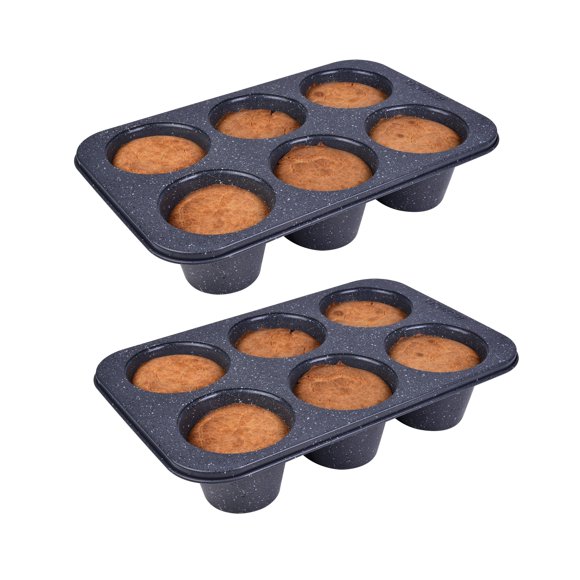 Molde para muffins Monfish 2 unidades, 6 cavidades, 9 x 7,5 cm, acabado granito negro