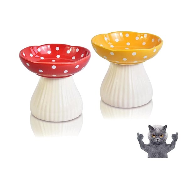 Cuenco Elevado para Gato giciubui Rojo y Amarillo de Cerámica