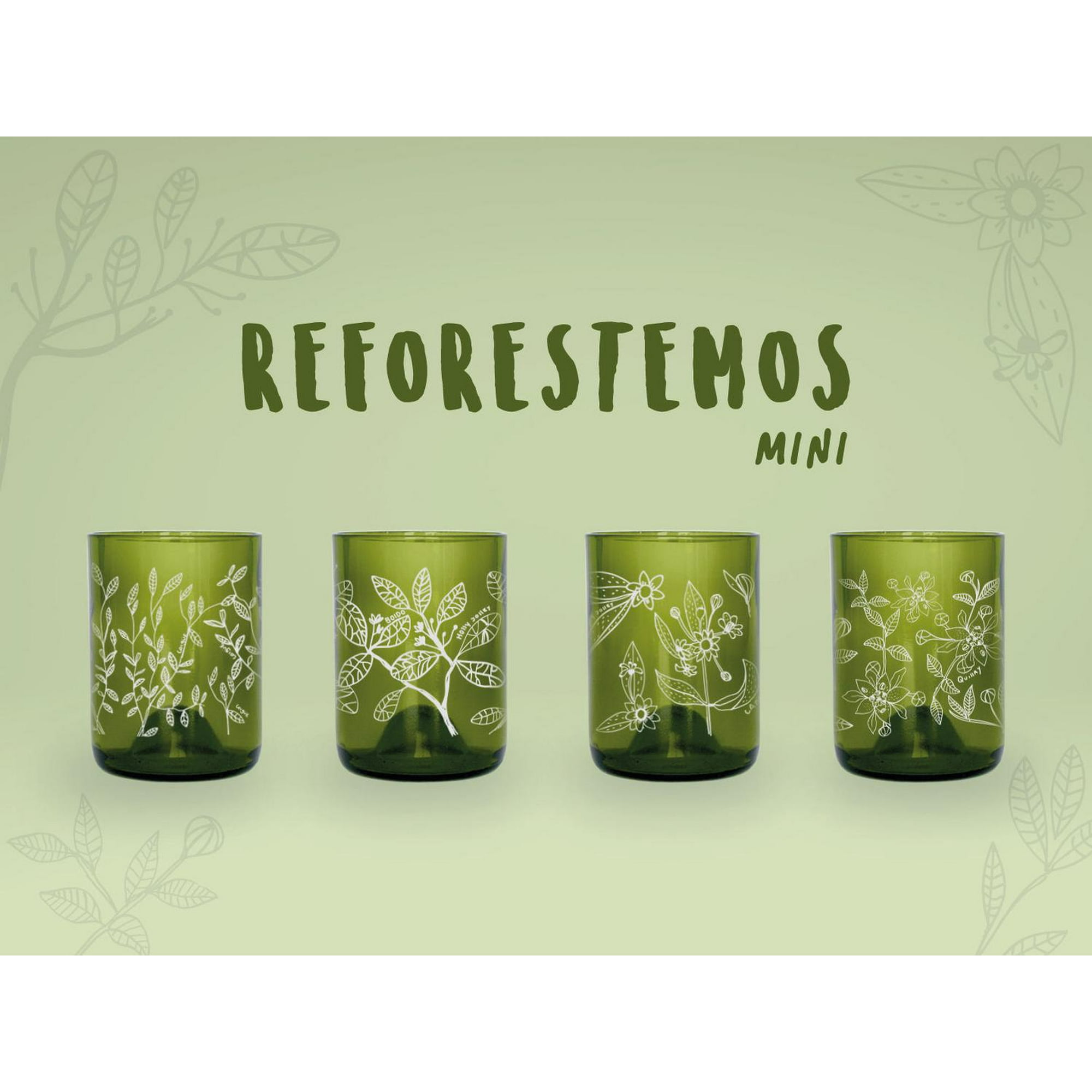 Green Glass - Mini Reforestemos Juego De 4 Vasos Verde