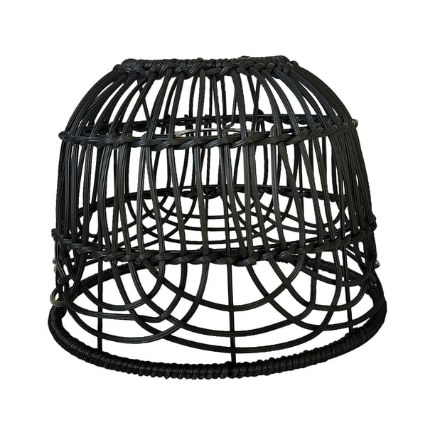 Pantalla de Lámpara de Ratán Lámpara de Naturaleza Creativa Decoración Droplight Pantalla Tejida Pantalla de Lámpara Cubierta de Luz Colgante de Mimbr Negro