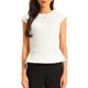 thumbnail image 1 of INSPIRE CHIC Blusa Elegante de Tweed para Mujer con Cuello Redondo y Manga Corta para Oficina y Negocios, Peplum, Talla L, Beige, 1 of 5