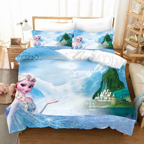 Frozen Bedding Set Elsa Anna Duvet Cover Pillowcase Duvet Cover 3-Piece Bedding Set (1 Duvet Cover + 2 Pillow Shams)