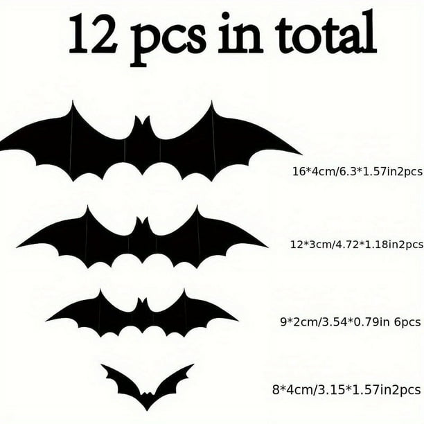 3D Black Bat Wall Stickers - Set of 10 - Perfect for Halloween Parties, Holiday Decor, and Home Decor - Add a Touch of Cartoon Style to Your Bedroom, Bathroom, and Windows