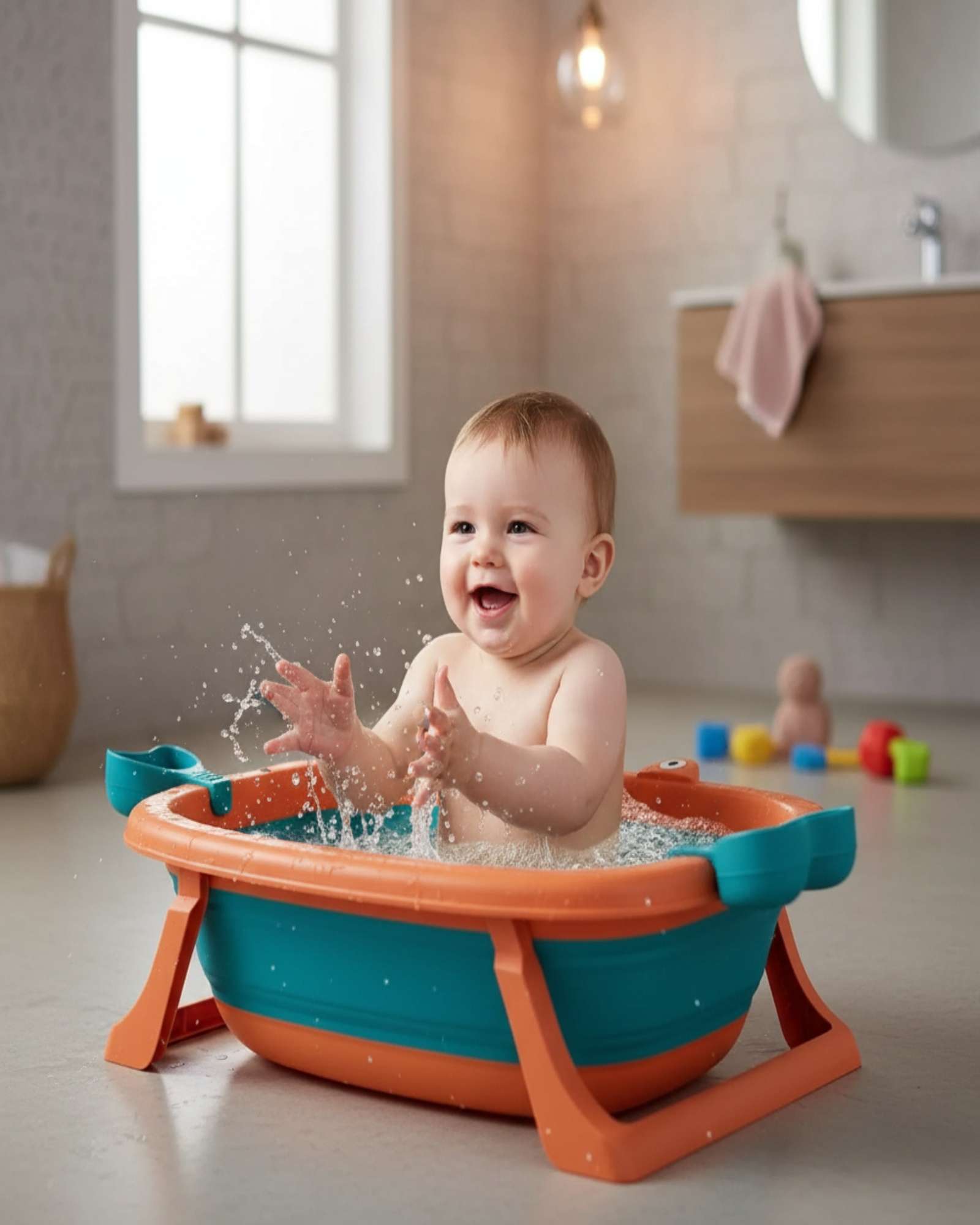 Imac Hogar - Bañera Infantil Plegable Cangrejonaranja