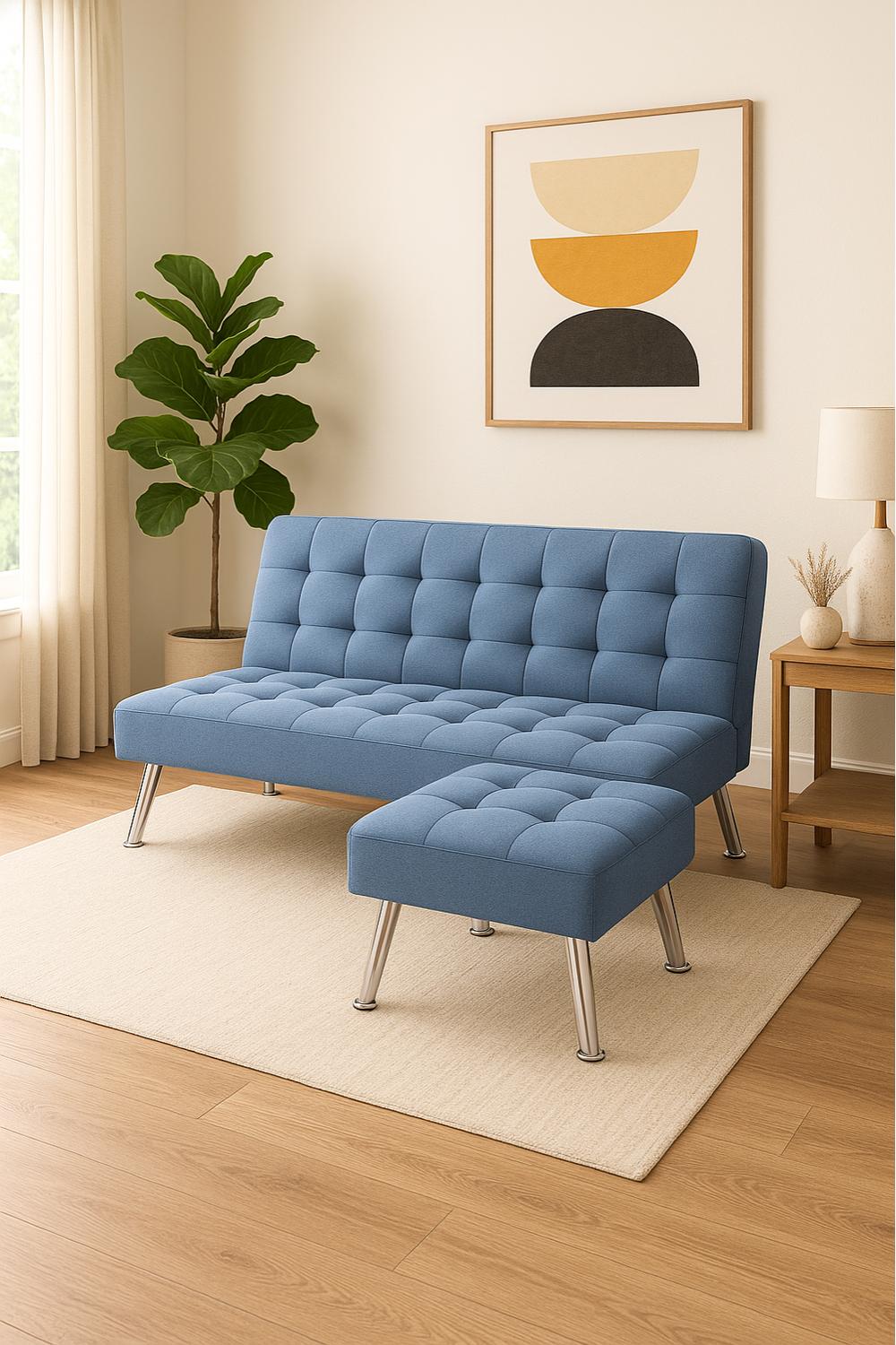 Cosas Casa - Sillon Sofa Cama Seccional Madrid Azul 2 Plazas