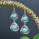 thumbnail image 1 of 1pair Boho Style Vintage Earrings with Turquoise - Ancient Silvery Design for Women and Girls, 1 of 5