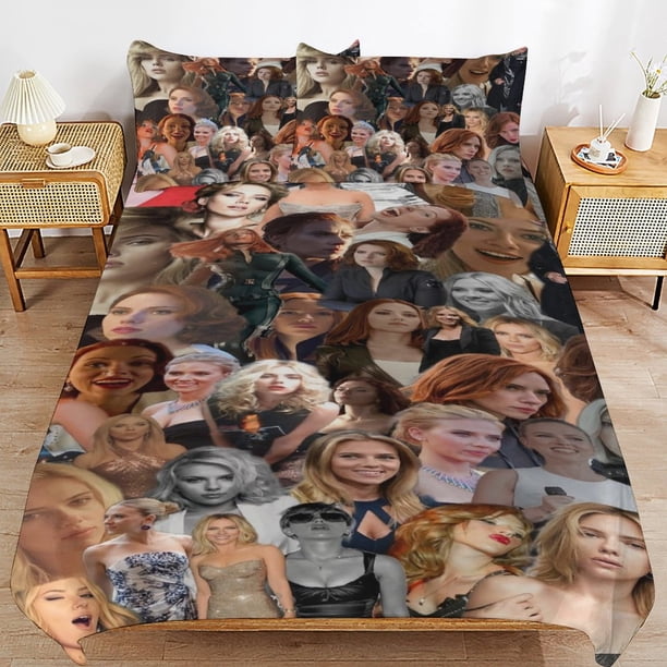 Scarlett Johansson Bedding Sets Ultra Soft Skin-Friendly Duvet Cover 3 Piece, Cute Comforter Cover Bed Set for Boys Girls Kids