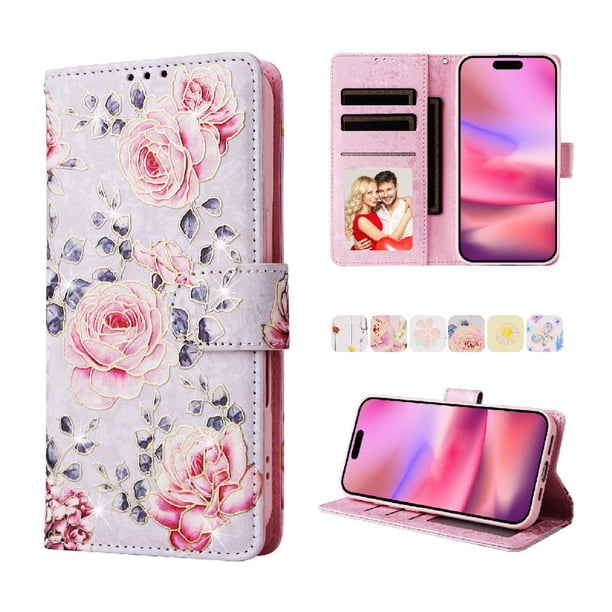 FOXDOCK Funda Tipo Cartera Floral para Samsung Galaxy A13 4G/5G ,Funda con Tapa de Cuero PU, Protección Antigolpes con Ranuras para Tarjetas y Soporte