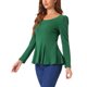 thumbnail image 4 of INSPIRE CHIC Blusa de Mujer de Manga Larga con Cuello Redondo, Hombros Acolchados y Dobladillo con Volantes Plisados M Verde Oscuro, 4 of 5