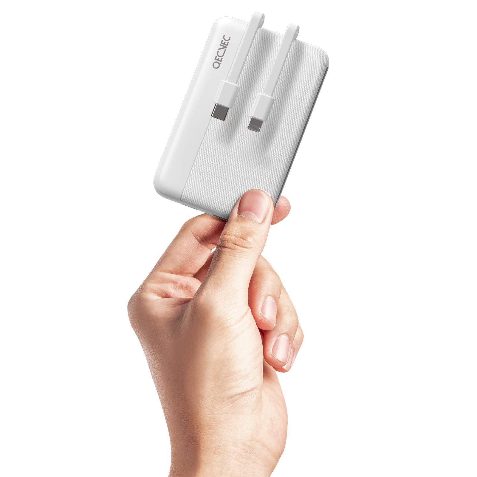 Banco De Energía Qecvec De 10000 Mah Con Cables Integrados Pd De 22,5 W