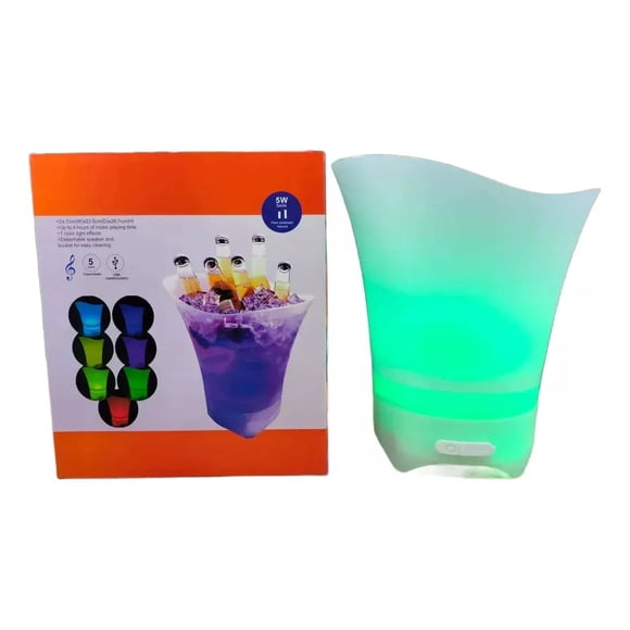 Hielera 5 Litros Cubetera Con Parlante Bluetooth Y Luz led RGB blanco