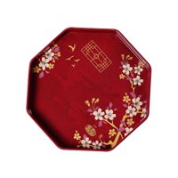 Magideal - Bandeja De Servicio De Bandeja De Té Multifuncional, Organizador De Cosméticos Para Servir Alimentos Bandeja De Servicio Bandeja Decorativa Bandeja De Octogonal Rojo