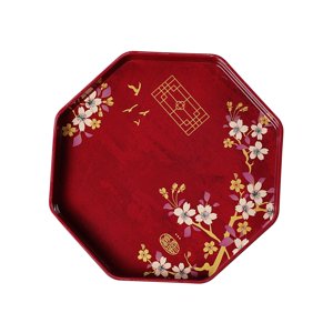 Magideal - Bandeja De Servicio De Bandeja De Té Multifuncional, Organizador De Cosméticos Para Servir Alimentos Bandeja De Servicio Bandeja Decorativa Bandeja De Octogonal Rojo
