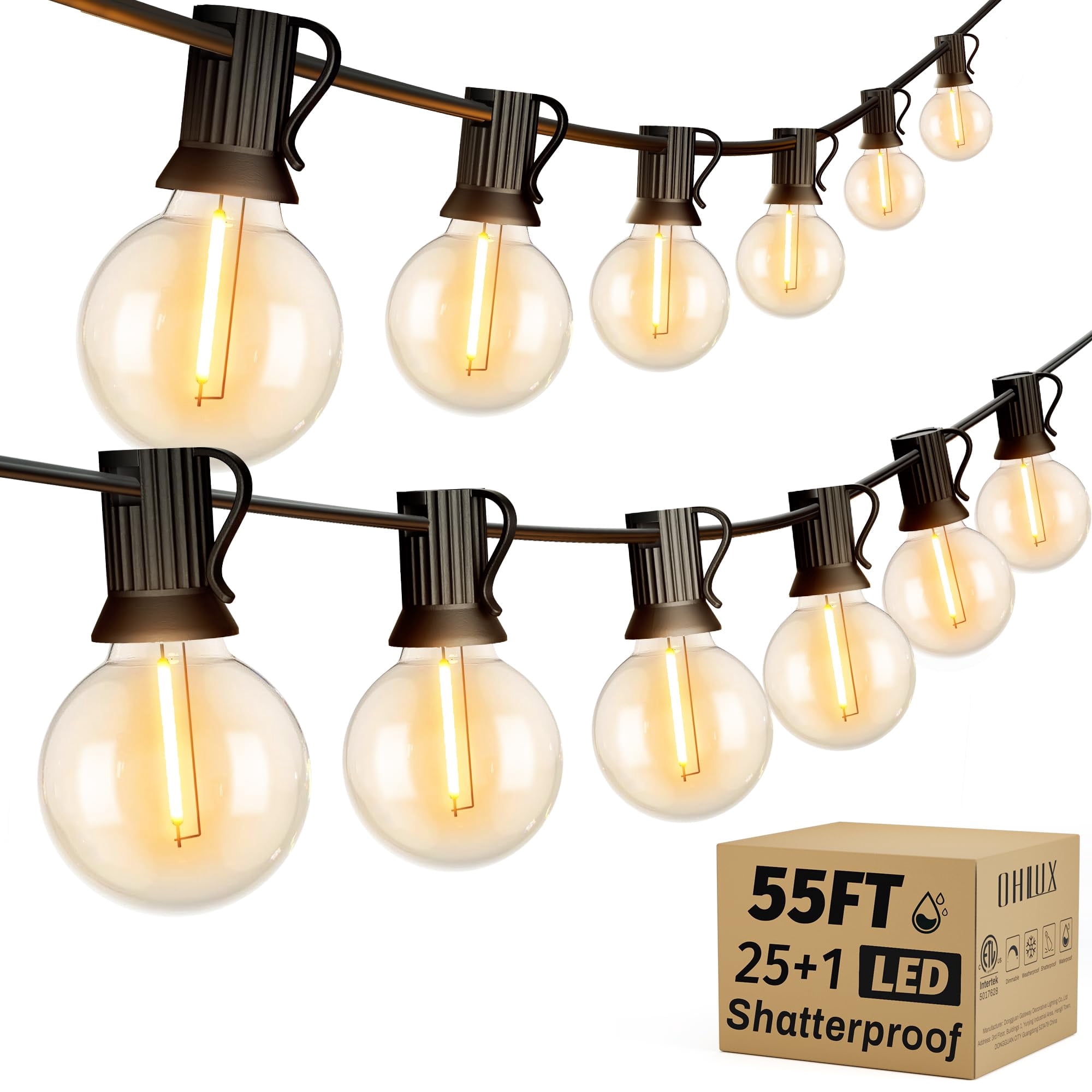 Luces De Guirnalda Para Exterior Ohlux 17 M, 26 Led Regulables E Impermeables