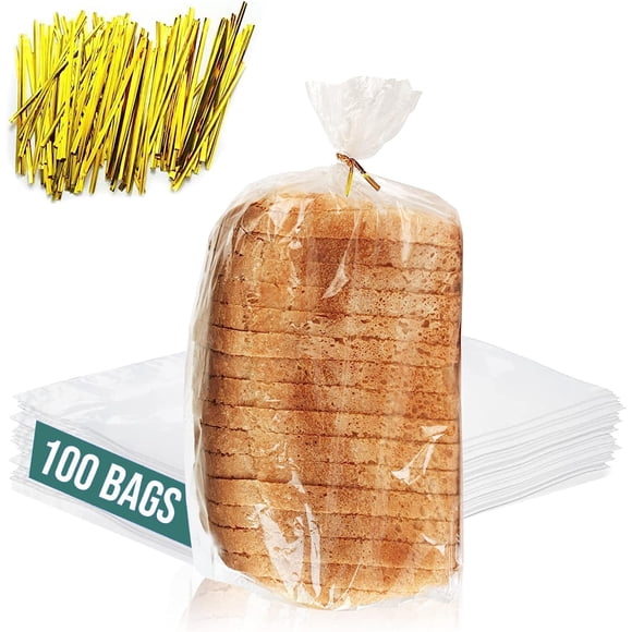 Paquete de 100 bolsas de plástico reutilizables para pan casero