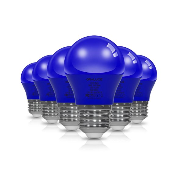 Bombilla LED ORALUCE azul de 5 W 450 LM E26, paquete de 6 unidades, para decoración