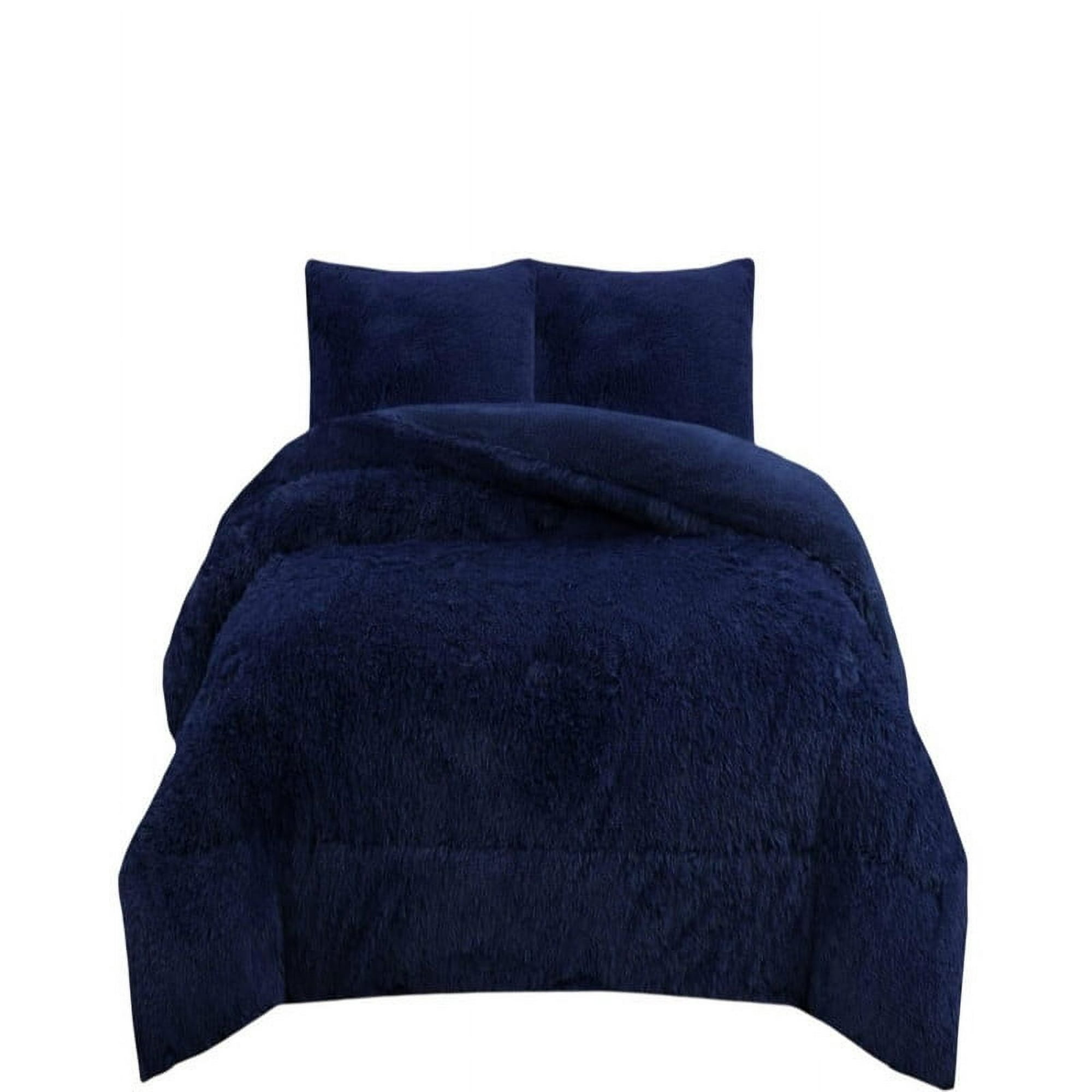 Teng Fei - Cubrecama Peludo Con Chiporro Invierno 2 Plazas Azul