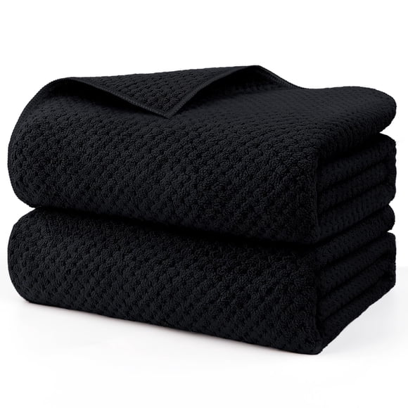 Juego De Toallas De Baño Paquete De 2 Unidades 89 X 178 Cm Color Negro Suave