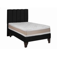 Vitelio - Cama 1 Plaza Negra + Colchon 22 Grosor Cm
