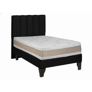Vitelio - Cama 1 Plaza Negra + Colchon 22 Grosor Cm
