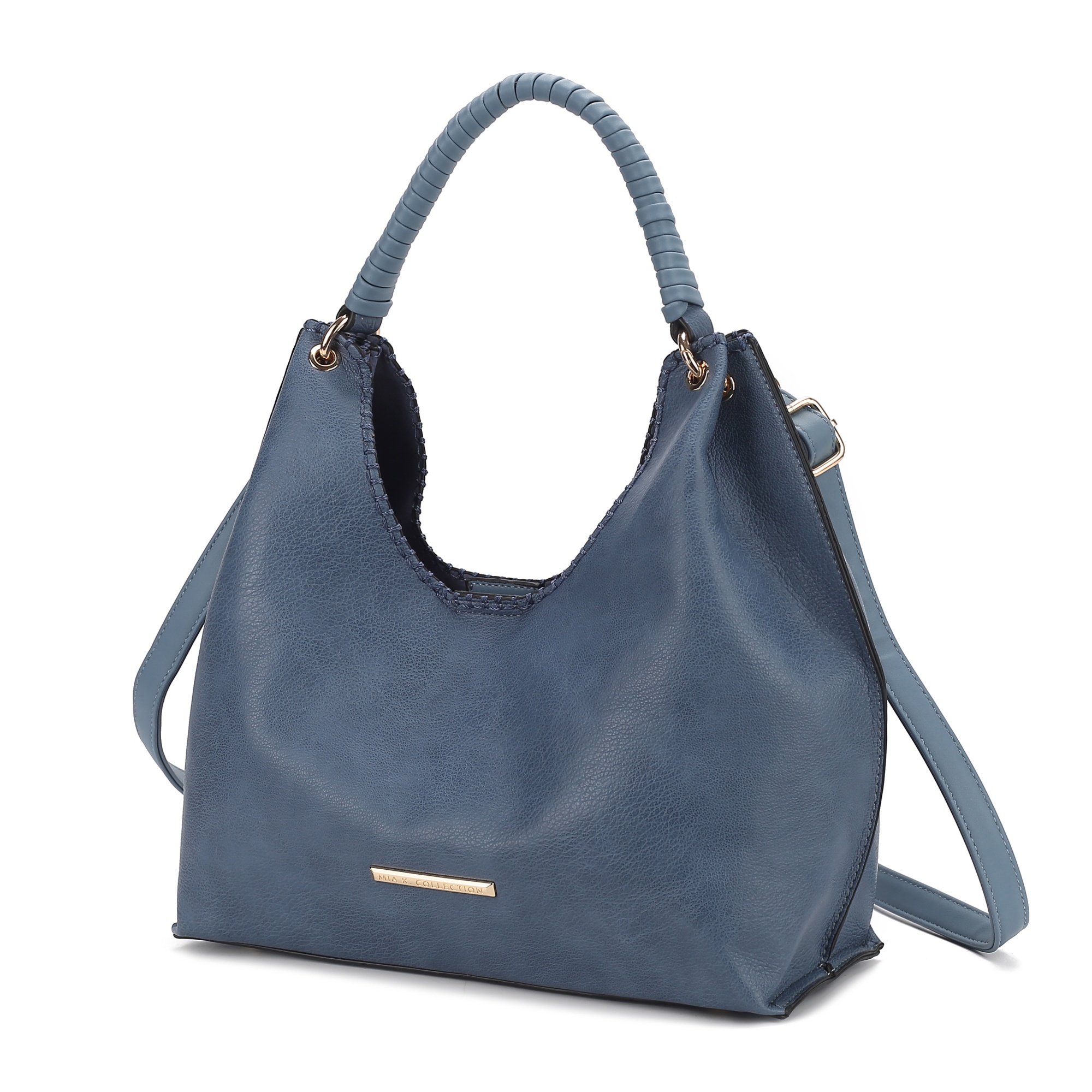 Bolso De Hombro Para Mujer, Mkf Collection, Bolso De Mano Crossbody De Cuero Vegano - Gara - Denim