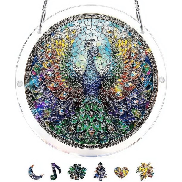 Atrapasol puzle acrílico colgante ventana 83 piezas efecto vitral manualidad adultos