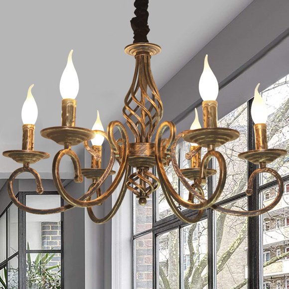 Candelabro Ganeed de 6 luces, 61 cm, bronce antiguo, 110 V