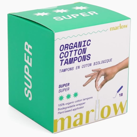 Tampones Marlow Super 100% algodón orgánico 18 unidades