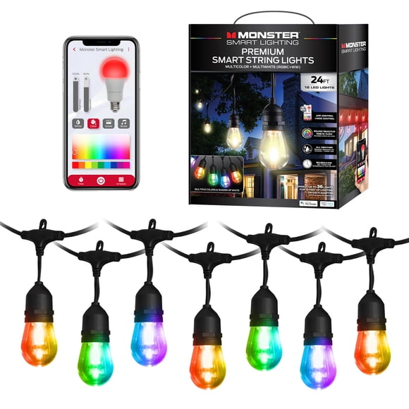 Cadena de luces Monster de 7,3 m, premium, inteligentes, para exteriores, RGB+IC+WW