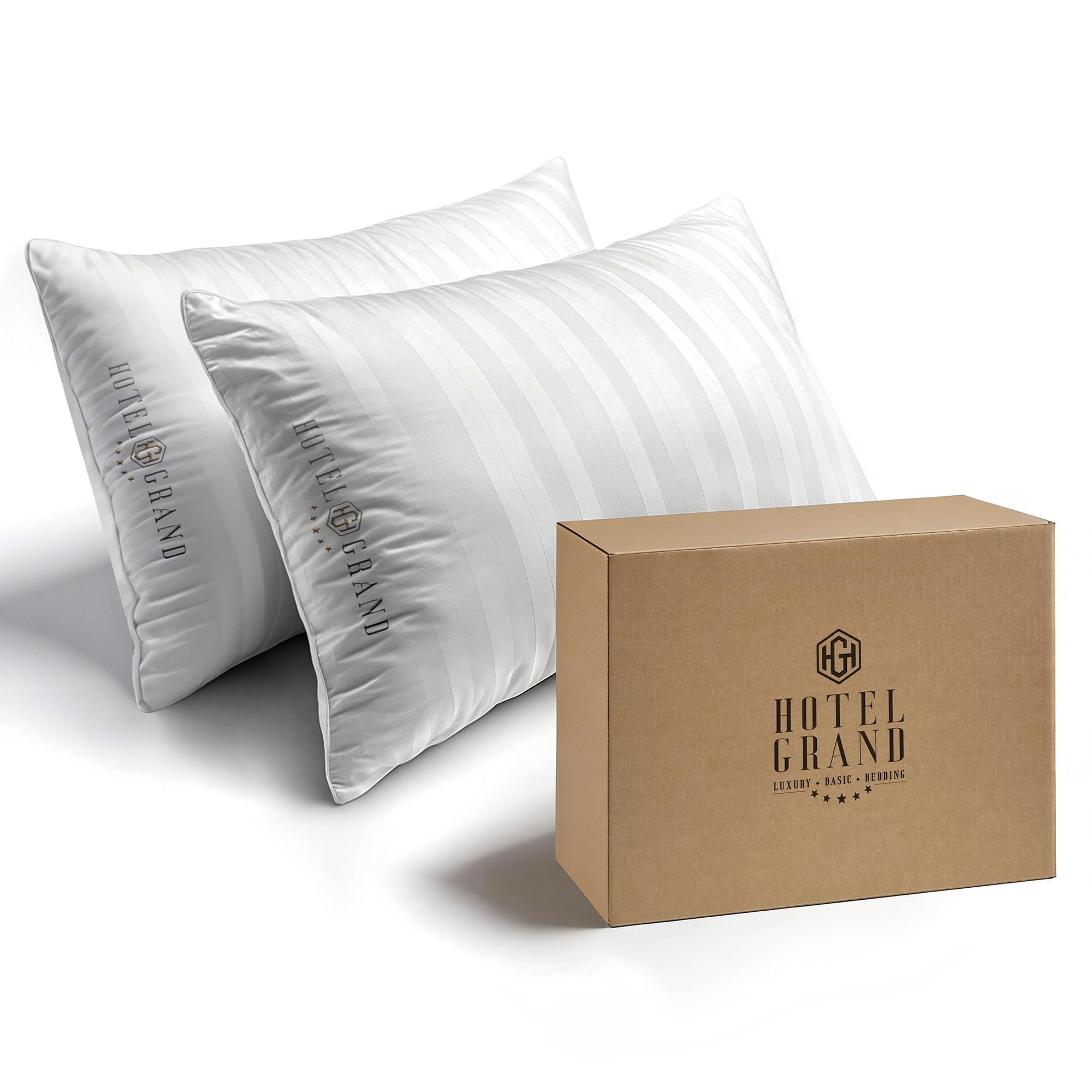 Pillows Hotel Grand King, Tamaño 500 Hilos, 100% Algodón, Juego De 2