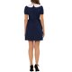 thumbnail image 3 of INSPIRE CHIC Vestido de Mujer con Cuello Peter Pan en Contraste, Mangas Abullonadas, Ajustado y Acampanado por Encima de la Rodilla XS Azul Marino, 3 of 6