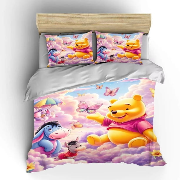 Bedding Sets Sheets 100% Polyester Bedding Sets Sheets Pooh Cartoon Pattern 3D Print Bedroom Decoration Bed Sheets