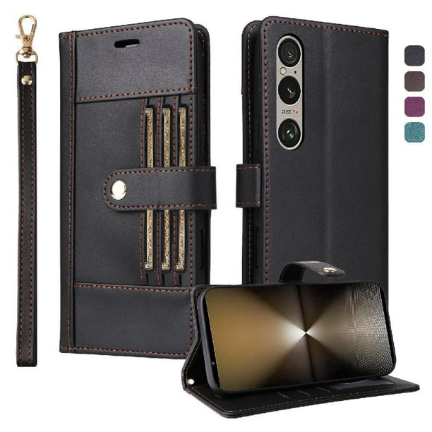FOXDOCK Funda tipo Cartera para Sony Xperia 1 VI – Cubierta de Cuero PU con Múltiples Ranuras, Bolsillo para Efectivo y Correa de Muñeca