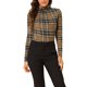 thumbnail image 5 of INSPIRE CHIC Blusa de mujer de cuello alto a rayas de Halloween de manga larga para fiesta de Navidad para uso casual o de trabajo XL Marrón, 5 of 8