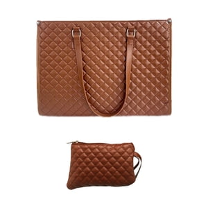 Magideal - Bolsa Para Mujeres Bolsa De Computadora Portátil De Gran Capacidad Para El Trabajo De La Oficina Comercial Collage Picnic Marrón Oscuro