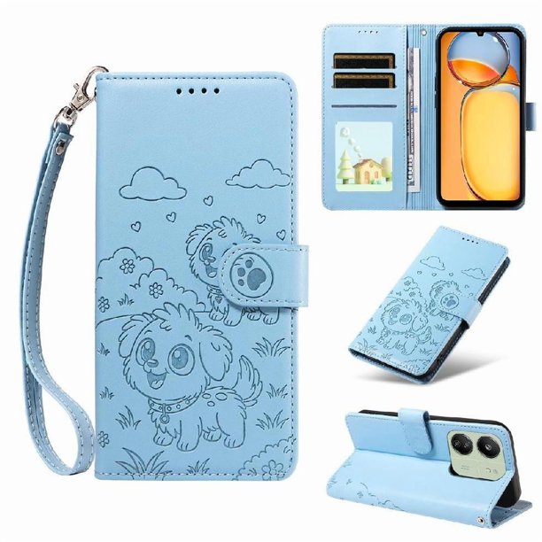 Funda Billetera FOXDOCK Compatible con Xiaomi POCO M6 5G, Diseño Perrito Tierno, Ranuras para Tarjetas y Soporte Plegable