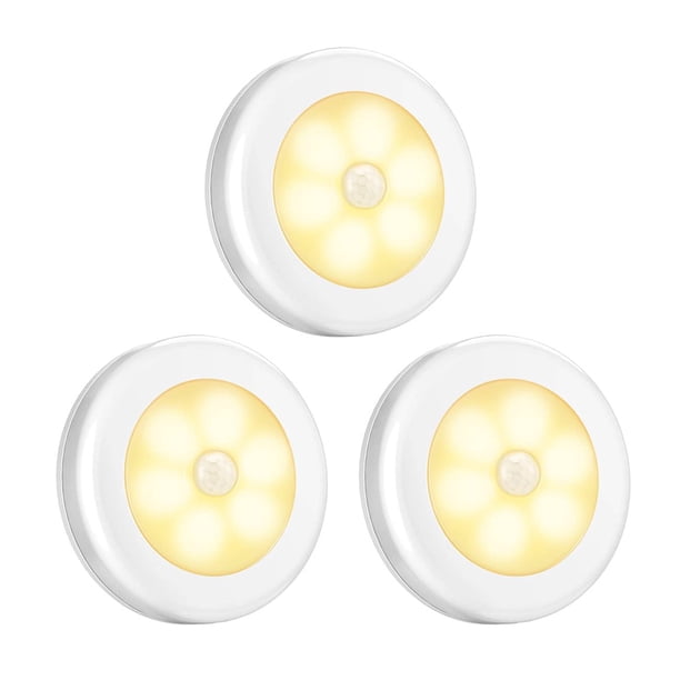 Juego de 3 luces con sensor de movimiento, luces nocturnas LED a pilas, luces para colocar en cualquier armario, escaleras, pasillos, baños, dormitorios, cocinas, etc.